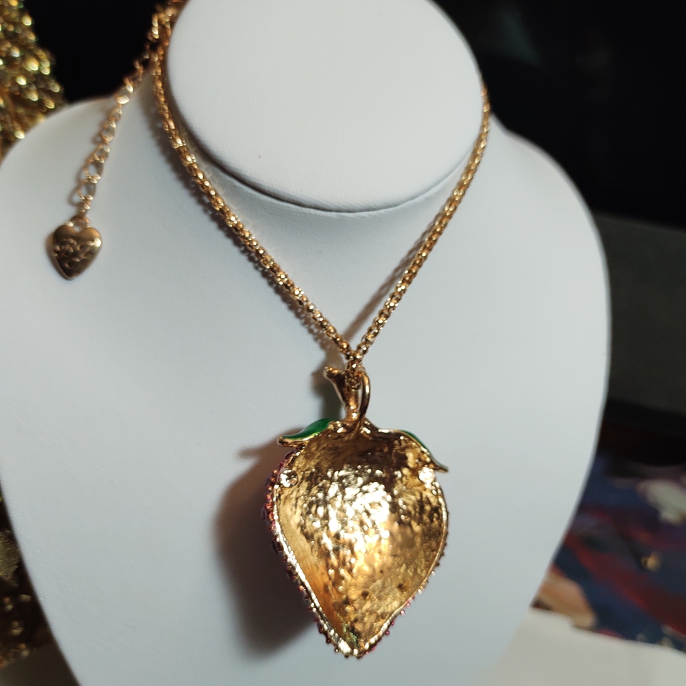 Betsey Johnson Pink and Green Strawberry Necklace - Picture 4 of 5